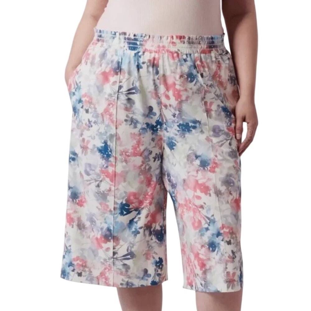 Athleta Savannah Bermuda Short 2X Womens Floral‎ Print Elastic Waist Activewear
